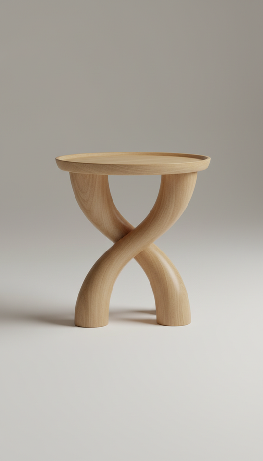 Sculptural Oak Side Table